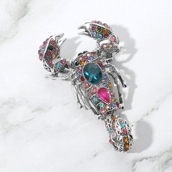 Sparkle Bling Rhinestone Austrian Crystal Western Desert Scorpion Brooch… - Picture 1 of 2